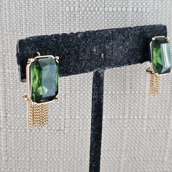 Spring Street Earrings Set of 2 Earrings Stud and Hoop Green Tone Jewelry - Picture 7 of 12